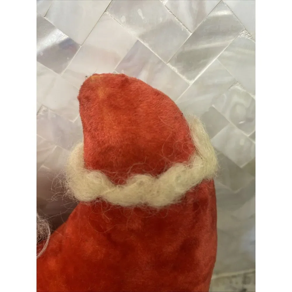 Rare Vintage Santa Claus MCM Cloth Velvet? Lace? Pillow‎ Christmas Moon Angel